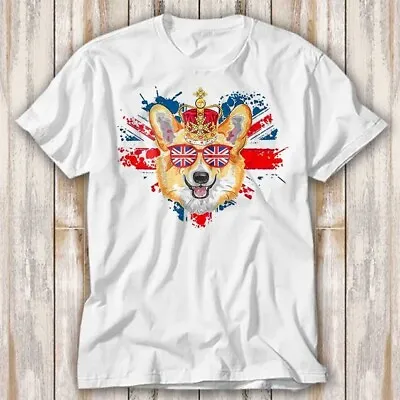Corgi British Dog Union Jack Flag England Crown Queen T Shirt Top Tee 4132 • £6.70