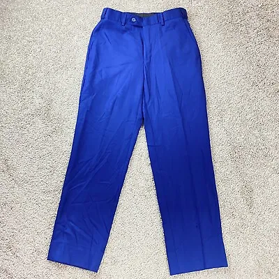 Super 130s Pants Womens 7 Merino Wool Royal Blue Straight Leg Pants Mid Rise • $11.86