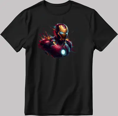 Iron Man Marvel Avengers Short Sleeve White-Black Men's / Women's T Shirt N501 • £11