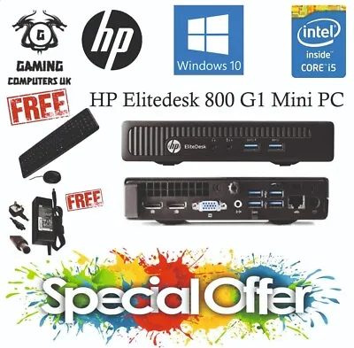 HP 800 G1 Mini Windows 10 Desktop PC  Intel I5 4th Gen WiFi 8GB RAM 500GB HDD • £69.99