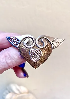 Wonderful S. Walker Celtic Sterling Silver Mokume Gane Winged Heart Brooch • $95