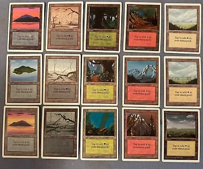 Magic MTG Unlimited 15 Card Basic Land Set 3x Per Type 1x Each Art NM Pack Fresh • $38.99