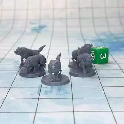 Wolf Pack (Set Of 5) Dungeons And Dragons Miniature DnD Miniature Mini 32mm Lot • $6.19