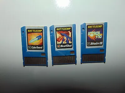 Megaman BattleChip (Lot Of 3) Takara ~Attack +10 - Cyversword - HEATSHOT * RARE • $18