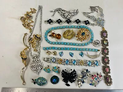 Collection Lot Vintage High End Designer Signed Rhinestone Repair Jewelry - M8 • $279.99