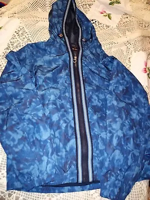  MICHAEL KORS Blue Striped  Floral Camouflage Hooded Jacket XL Extra LARGE  • $34.99