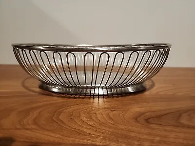 Vintage STAINLESS STEEL WIRE FRUIT BREAD BASKET Midcentury Modern Design MCM • $24.99