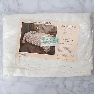 NEW Vintage Tablecloth Nottingham Lace Oval 70 X 90  Fits Tables 50x70 Made USA • $18