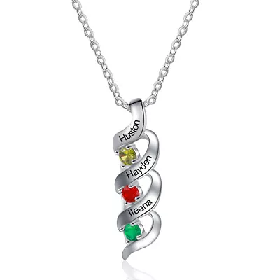 Elegant Custom Birthstone Infinity Bar Pendant Necklace - Perfect Gift For Mom • $14.99