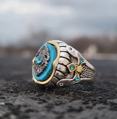 Turquoise Vintage Design Ring For MEN Size 10-11 • $14