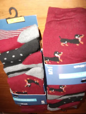M & S Cotton Rich Cool & Fresh Socks  Dog Print Stripes Spots  Plain  - 10 Pairs • £16