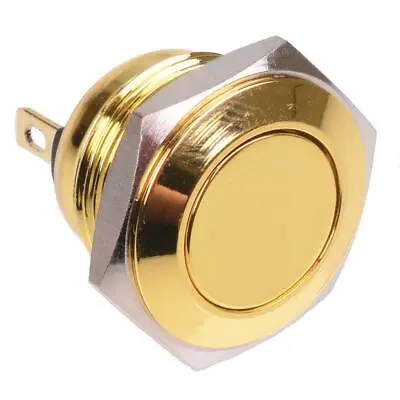 Off-(On) 16mm Gold Vandal Resistant Push Button Switch 2A SPST • £6.59