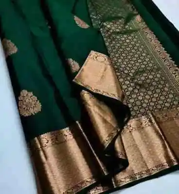 Designer Green Litchi  Silk Saree Indian Saree Designer Saree Partywear Sari • $26.90