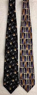 Lot Of 2 Vintage Jimmy V Silk Mens Neck Tie Necktie Multicolor Abstract. FS! • $22.97