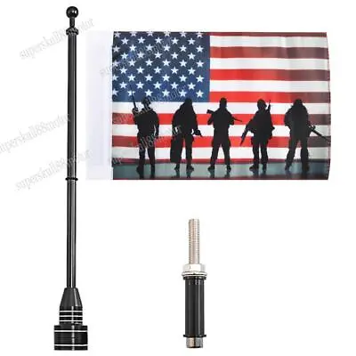 Motorcycle USA American Flag Pole Rear Luggage Rack Mount For Harley Davidson • $21.62