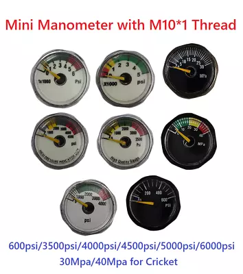 Air Mini Micro Pressure Gauge Manometer M10*1 Thread Pump 600-6000PSI 30/40MPA • $14