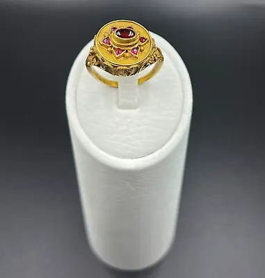 SOLID YELLOW GOLD RING HAND MADE 17 K Asian Antique Art Vintage Gems Jewelry • $1000