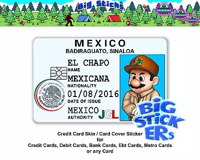 EL Super Chapo Shorty ID Credit Card Skin Cover SMART Sticker Wrap Decal • $7.78