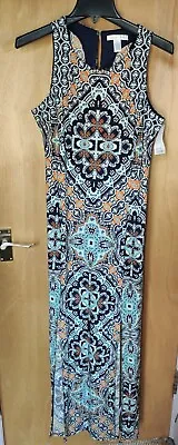 London Times Maxi Printed Split Sleeveless Dress Size UK16 BNWT • £13.99