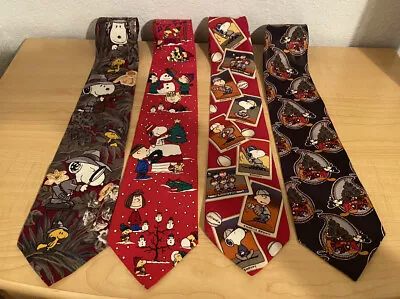 Vtg Peanuts Charlie Brown MICKEY MOUSE Snoopy Silk Neck Ties Lot Of 4 Novelty • $34.99