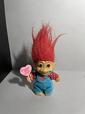 Vintage Russ Valentines Day Troll Doll W/Heart-Shaped  Sealed With A Kiss  Sign • $10.78