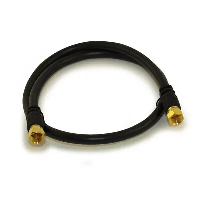 2ft RG6 QUAD SHIELD Black HI-BANDWIDTH Coax Cable F-type Gold Plated • $2.59