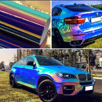 Colorful Chameleon Blue Rainbow Vinyl Roll Car Wrap Air-Release DIY Sheet Film • $433.37