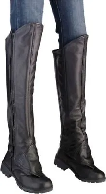 Z1R Womens Motorcycle Leather Expandable Half Chaps Black - Pick Size • $89.95