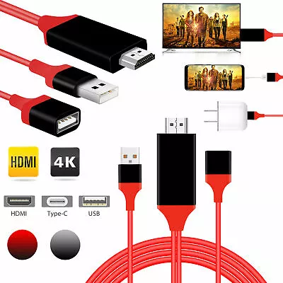 For IPhone Samsung LG Huawei Phone Android IOS To TV HDMI Cable Video Adapter • $7.55