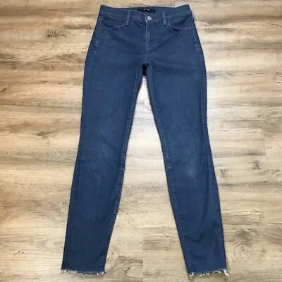 J Brand Jeans Size 26 Super Skinny Leg Stretch Fabric Fray Hem Serpentine Blue • $26.85