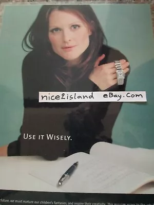 2005 Mont Blanc Pen And Watch Print Ad Julianne Moore Celebrity Picture 8x10 In • $12