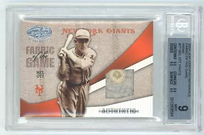 2004 Mel Ott Leaf Certified Materials Fotg Button Hole Relic True 1/1 Bgs 9 Mint • $1299.99