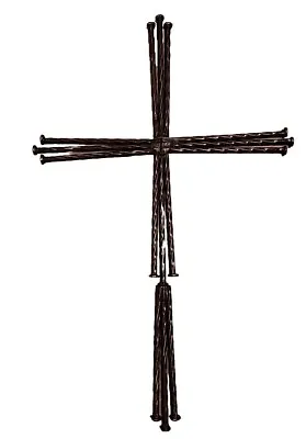 Cross Crucifix Forged Steel Metal Spike Nail Brutalist Modernist Brown Gold • $59.99