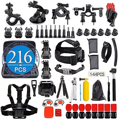 216PCS Accessories Case Pack Chest Head Floating Monopod GoPro Hero 9 8 7 6 • $52.99