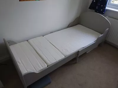 Ikea Trogen Kids Extendable Single Bed In Grey With IKEA 3 Piece Mattress  • £40