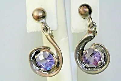 Vintage Mexican Sterling Silver Amethyst Alexandrite Screw Earrings Mexico • $137.50