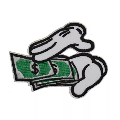 MAKE IT RAIN IRON ON PATCH 4  Mickey Mouse Hands Money Embroidered Fat Stack NEW • $3.25