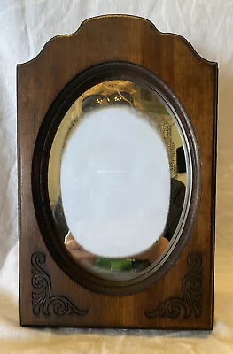 Vintage Tabletop Wood Picture Frame Carved Scrolls W/ Mirror Fade Glass A5 • $24.99