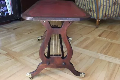 Rare Coffee Table Lyre Harp Base Sheraton Style Table On Caster Wheels And... • $478