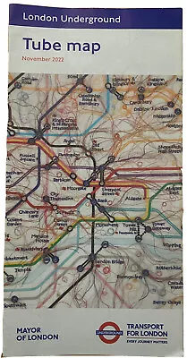 NEW LATEST  London Underground Tube Map - Current - Nov 2022 TFL • £1.50