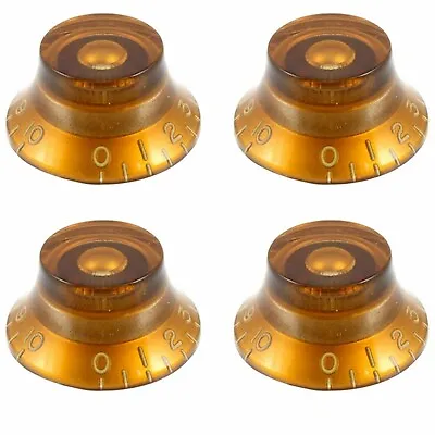 (4) EMBOSSED Vintage Style Top Hat Bell Knobs Fit Gibson® USA & CTS AMBER • $14.99