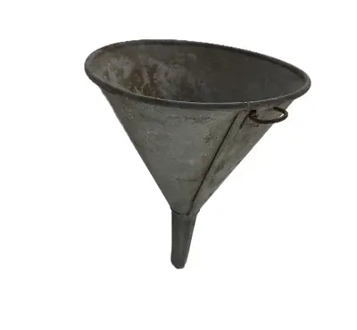 Vintage Galvanized Funnel Tin Metal Oil Mesh Filter Rustic Salvage Farmhouse • $12.98
