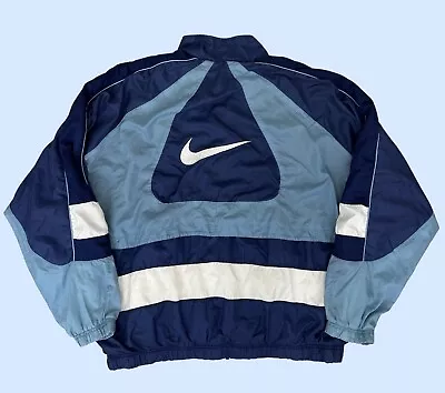 Vintage 90s Nike Jacket Mens 2XL White Tag Blue Color Block Windbreaker Track • $54.88