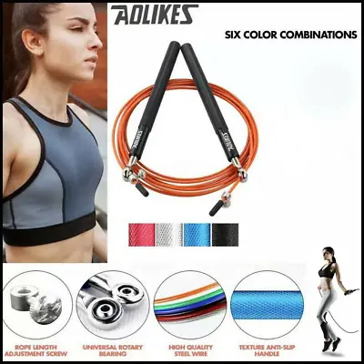 AOLIKES® Adjustable High Speed Steel Skipping Jump Rope Dual Bearings Gym Boxing • $13.13