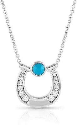 Montana Silversmiths Horseshoe Pendant Necklace (Destined Luck Turquoise • $55