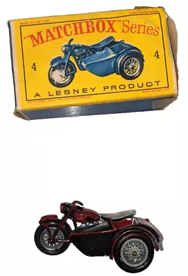 Vtg Blue Matchbox Series Lesney No. 4 Triumph T110 Motorcycle W/ Box CUSTOM • $20.99