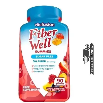 Vitafusion Fiber Well Sugar Free Fiber Supplement Gummies Fruit Flavored 90 Ct • $14.20