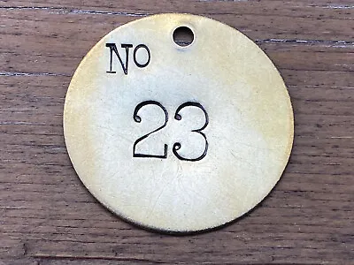 Number 23 Tag Brass Metal Large 2” Numbered Keychain Fob Cattle Tag Mining Cow • $13.49