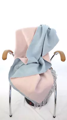 £44.99 • Buy Pink Blue Cashmere Throw Blanket Two Tone Fringed Bedding Reversible 180x125 Cm