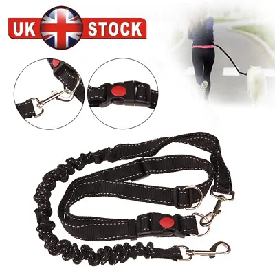 Dog Pet Leash Lead Waist Belt Adjustable Hand Free For Jogging Walking Running W • £3.88